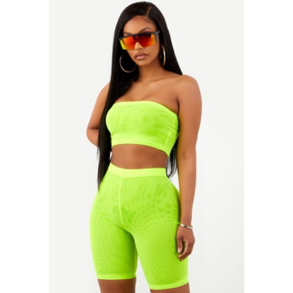 Neon Mesh 90's Biker Shorts layering sheer street - Picture 2 of 8